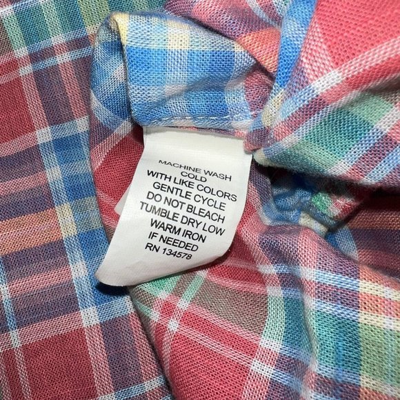 Vineyard Vines Murray Shirt Mens XL Pink Green Blue Plaid Long Sleeve Button - Picture 5 of 5